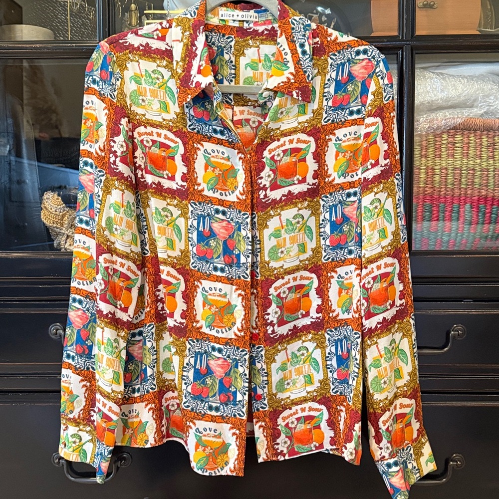 Alice + Olivia Willa Patterned Button Down Silk S… - image 5